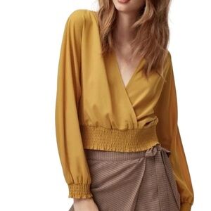 Wilfred long sleeve cropped v-neck wrap style blouse size XS excellent condition